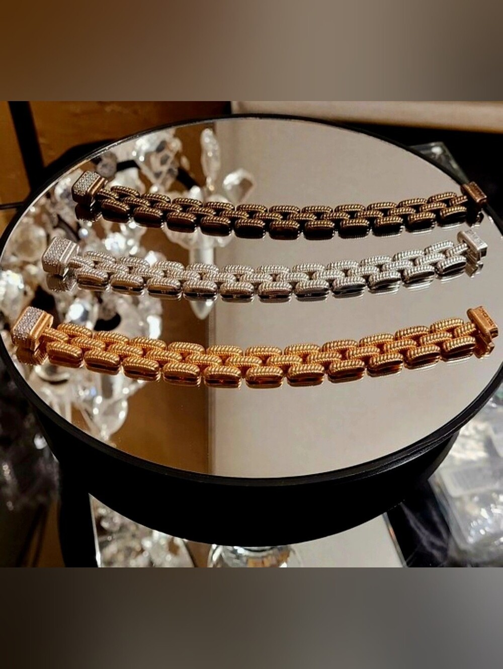 Judith Ripka Unique Style Rose Gold link bracelet. Diamonique. 6 1/2 Rare Find - Picture 11 of 11